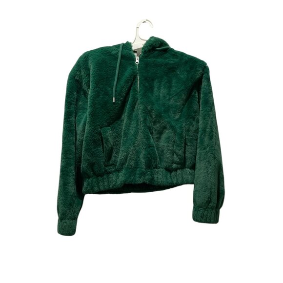 Women's Faux Fur Jacket with Hoodies, Planet Heart, S, Evergreen; NWT - Picture 1 of 5